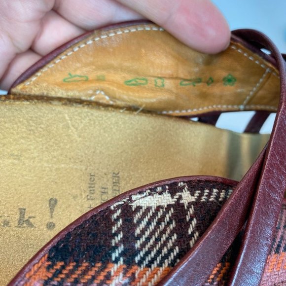 Think! Clogs 8 8.5 Plaid Leather Strappy‎ Comfort Slides Shoes Sandals 39 - Picture 11 of 11